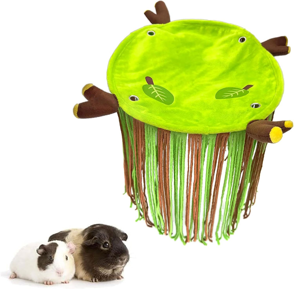 Guinea Pig Hideout Forest Fleece Corner Hideaway for Cage Accessories, Soft Fleece Tassel Hammock Tent for Small Animals, Bunny, Ferret, Chinchilla, Rat, Hedgehog, Dwarf Rabbit,Triangle