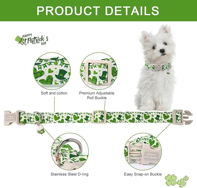 Unique style paws St. Patrick's Day Dog Collar Plastic Buckle Collar - Image 2
