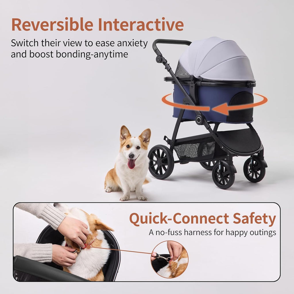 3-in-1 Dog Stroller for Small and Medium-Sized Dogs up to 55 lbs