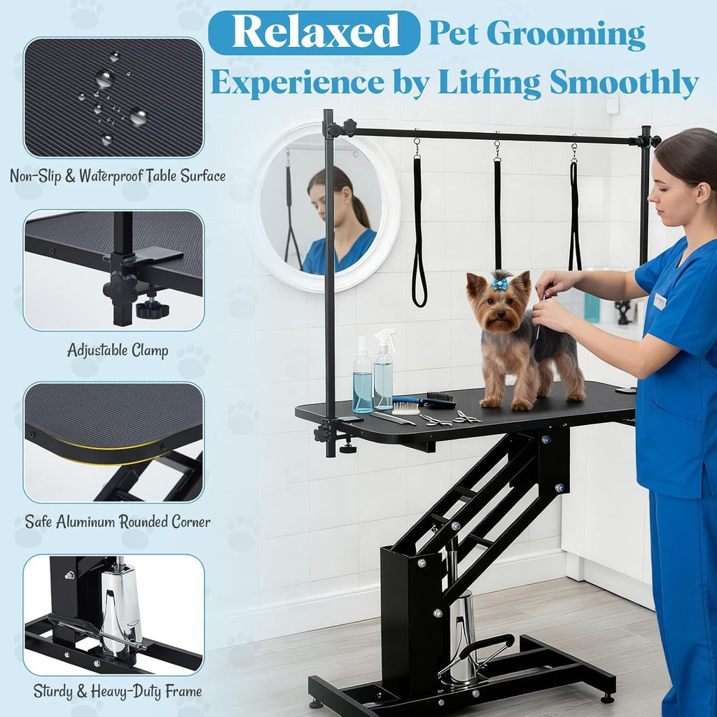 Garvee 43.3" Hydraulic Dog Grooming Table with Max 350 LBS Loading Capacity