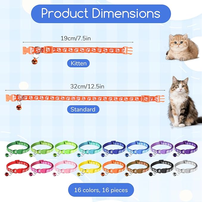 Breakaway Cat Collars with Bells, Mixed Colors - Image 2