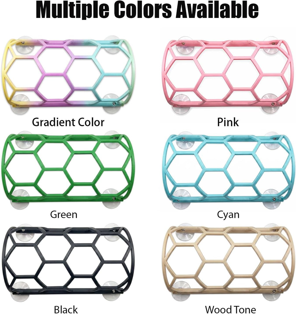 Reptile Honeycomb Climbing Shelf, Suction Cup Snake Hide & Rest Platform, Terrarium Wall Climbing Decor for Ball Python, Corn Snake, Gecko, Bearded Dragon & Lizard (Wood Color)