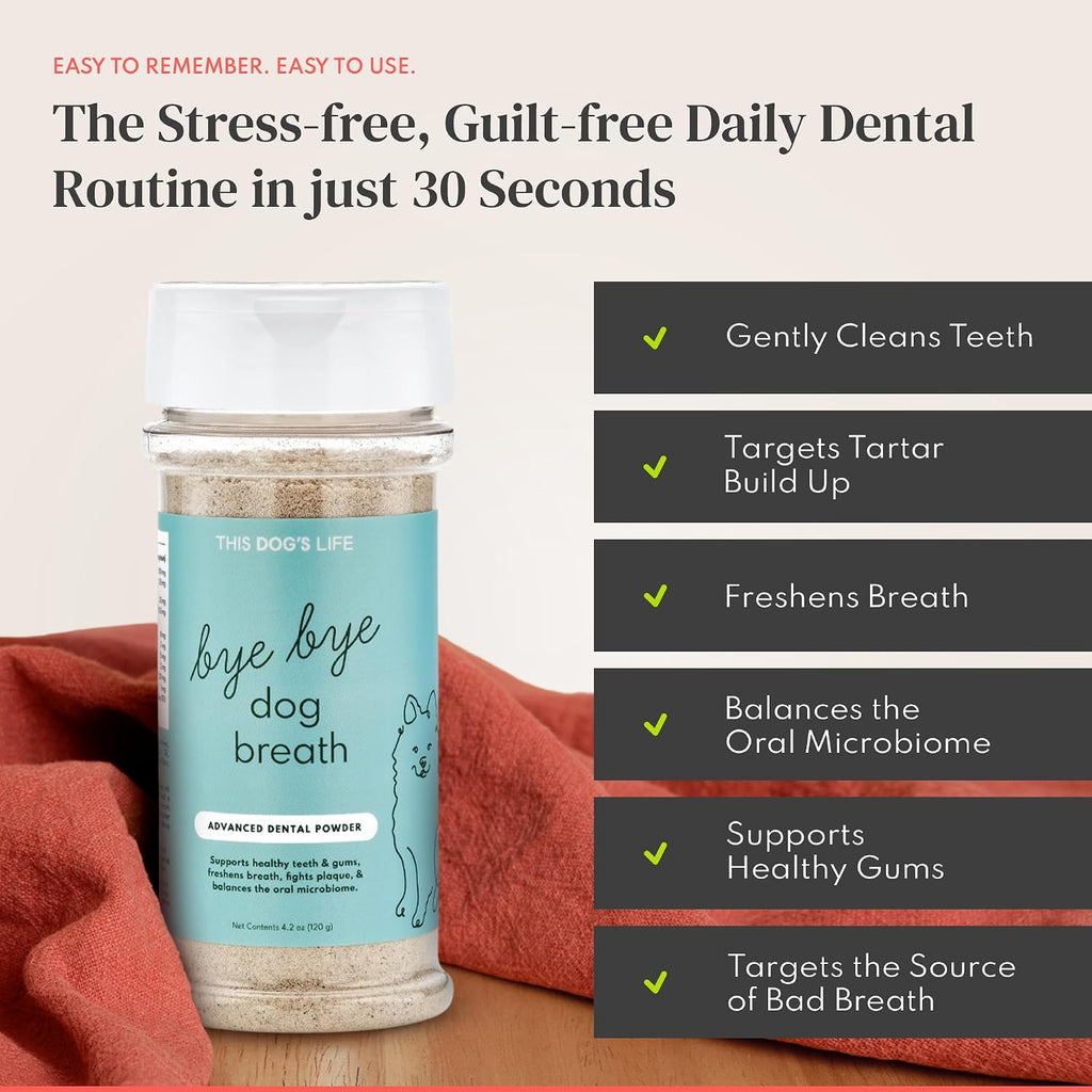 Dog Dental Powder - Cleans Teeth, Freshens Breath, Fights Plaque and Tartar