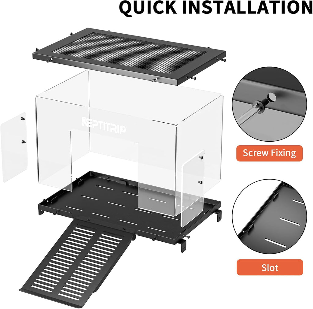 Stainless Steel Turtle Basking Platform, for 10‑13 Inch Wide Aquariums, L