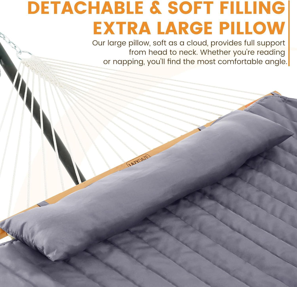 Lazy Daze Double Handwoven Rope Hammock with Pad and Pillow Set for Outdoor