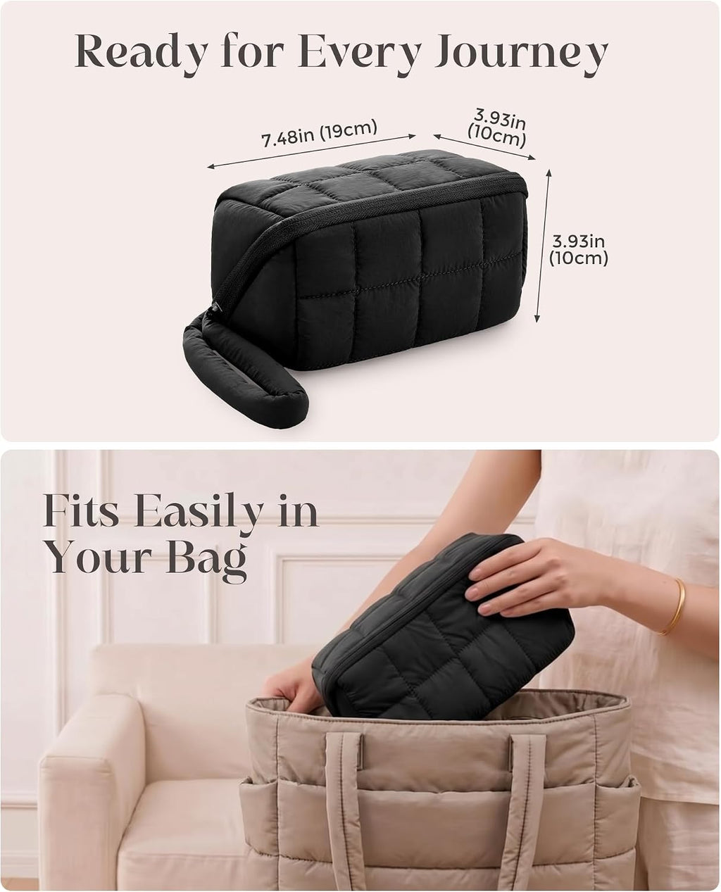 ProCase Travel Electronic Organizer Pouch, Puffy Tech Pouch -M, Black
