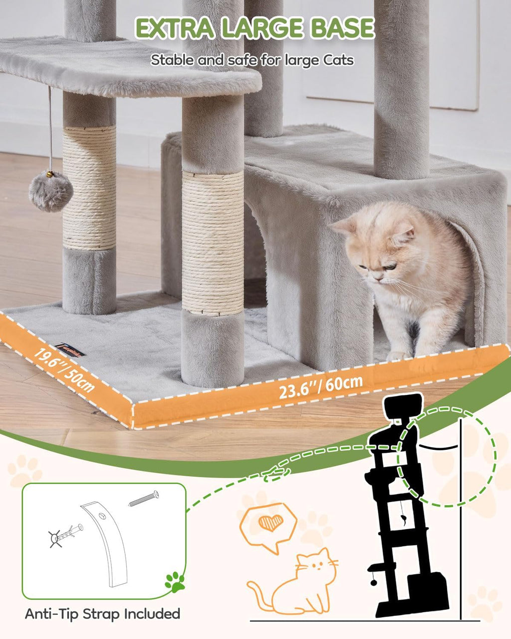 Taoqimiao 79in Cat Tree, Tall Large Cat Tower for Indoor Adult Cats S10W