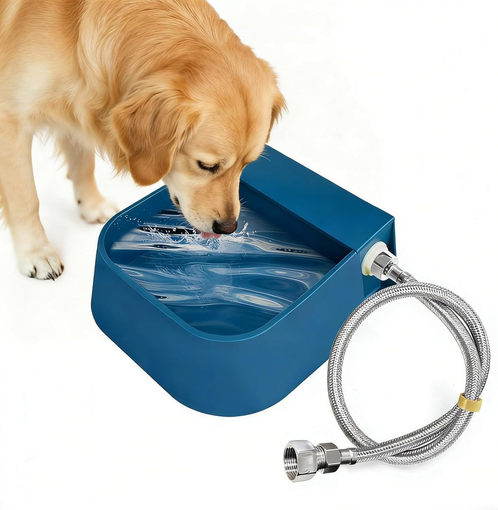 Enjoying Automatic Dog Water Dispenser with 59" Metal Water Pipe, Auto Fill Dog Water Bowl for 3/4" or 1/2" Male End Faucet, Large Automatic Waterer for Dogs Cats Chicken Pigs Livestock
