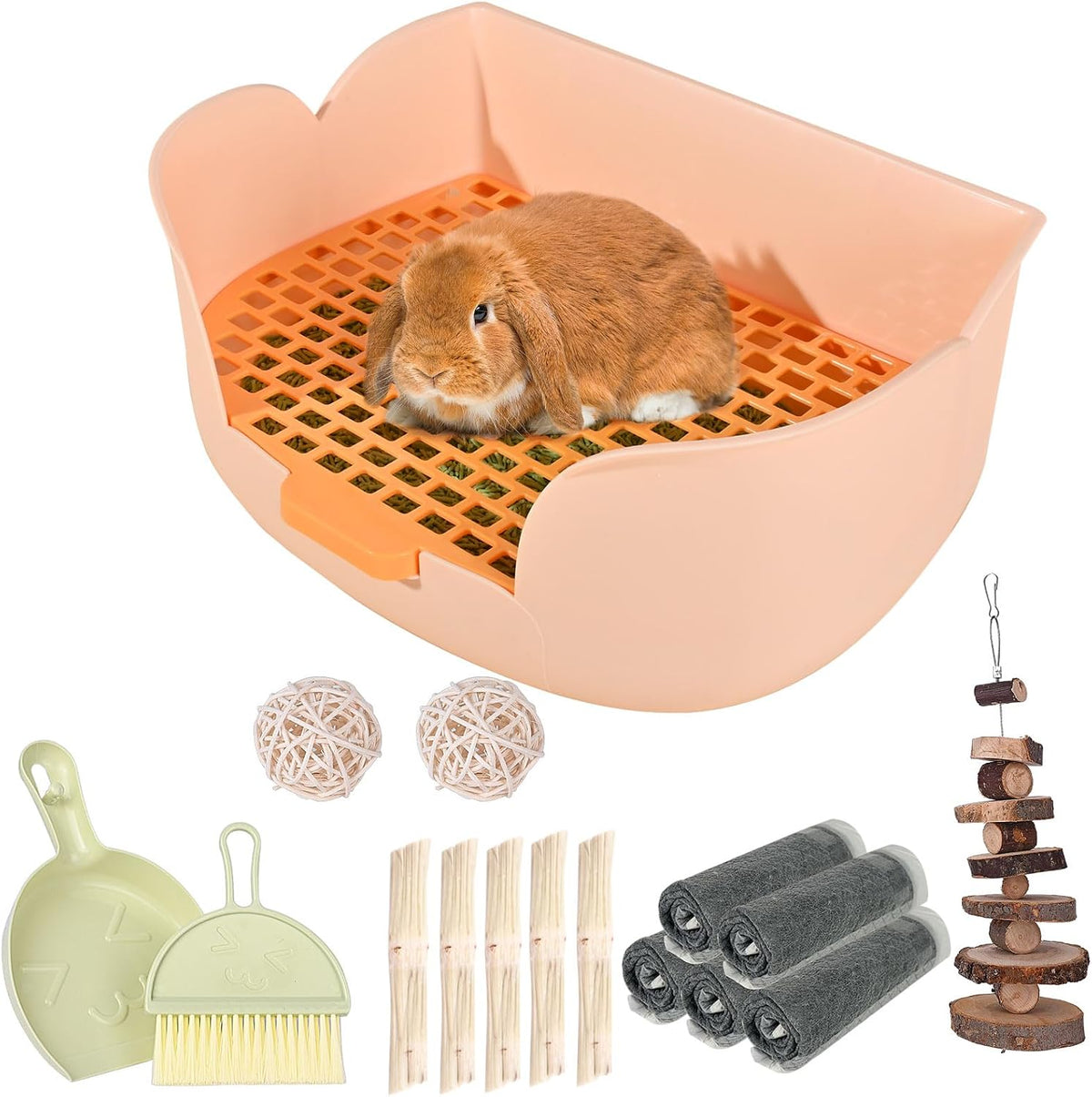 RUBYHOME Large Bunny Litter Box (15.5" x 11.1" x 6.2") Small Animal Litter Pet Toilet Potty Trainer Corner Litter Bedding Box Pet Pan for Rabbit Guinea Pig Easy to Clean (Purple)