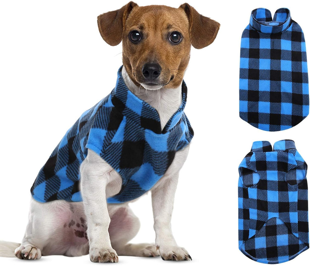 ASENKU Dog Sweater Plaid Fleece Vest Puppy Shirt for Small Medium Dogs