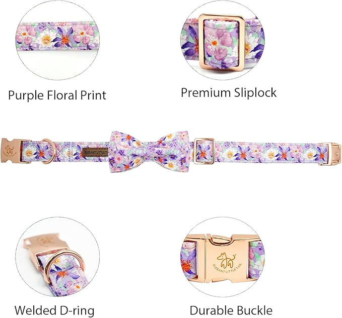 Elegant little tail Dog Collar, Rose Print Pet Collar Summer Dog Collar Durable - Image 2