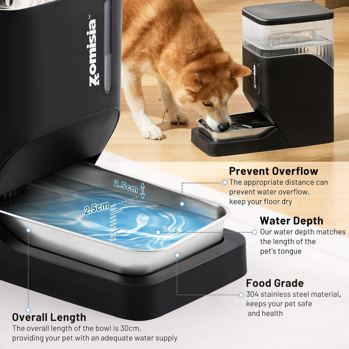 ZOMISIA 3 Gallon Automatic Dog Water Dispenser Gravity Extra Large Capacity