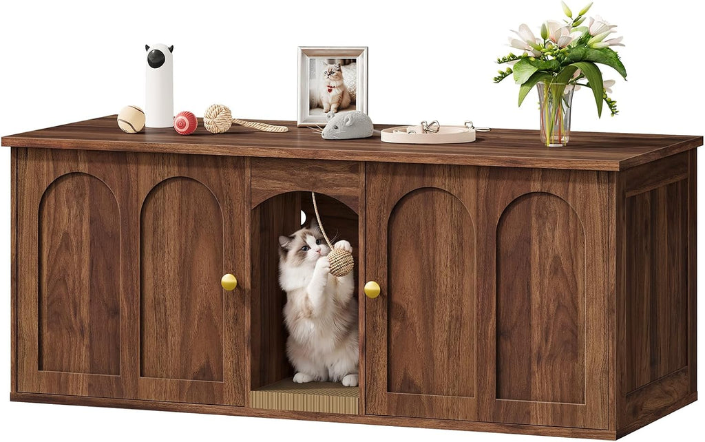 CHOEZON 47.2'' Cat Litter Box Enclosure for 2 Cats with Scratch Pad