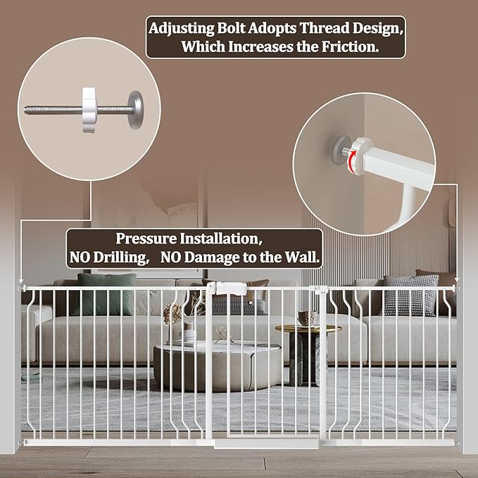 WAOWAO Baby Gate 29.13-43.3" Extra Wide Pressure Mounted Walk Through Swing - Image 6