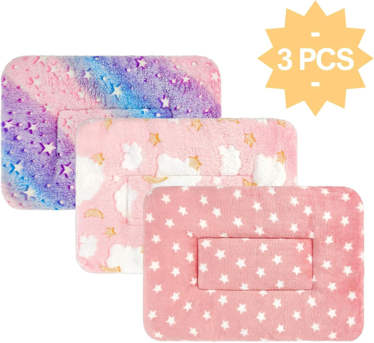 3PCS Guinea Pig Bed, Soft Rabbit Bedding, Fleece Bunny Mat