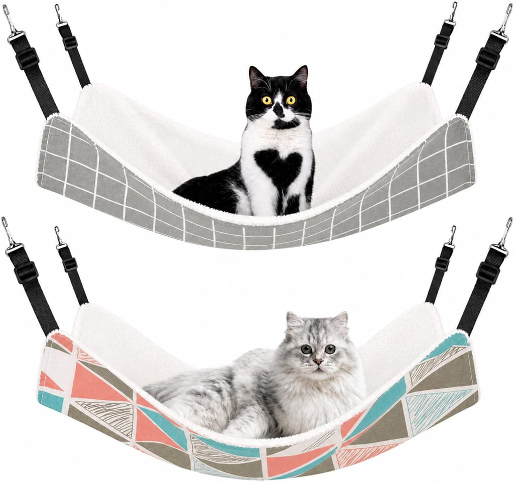 Jetec 2 Pack Cat Hammock for Cage, Monstera Leaf, L