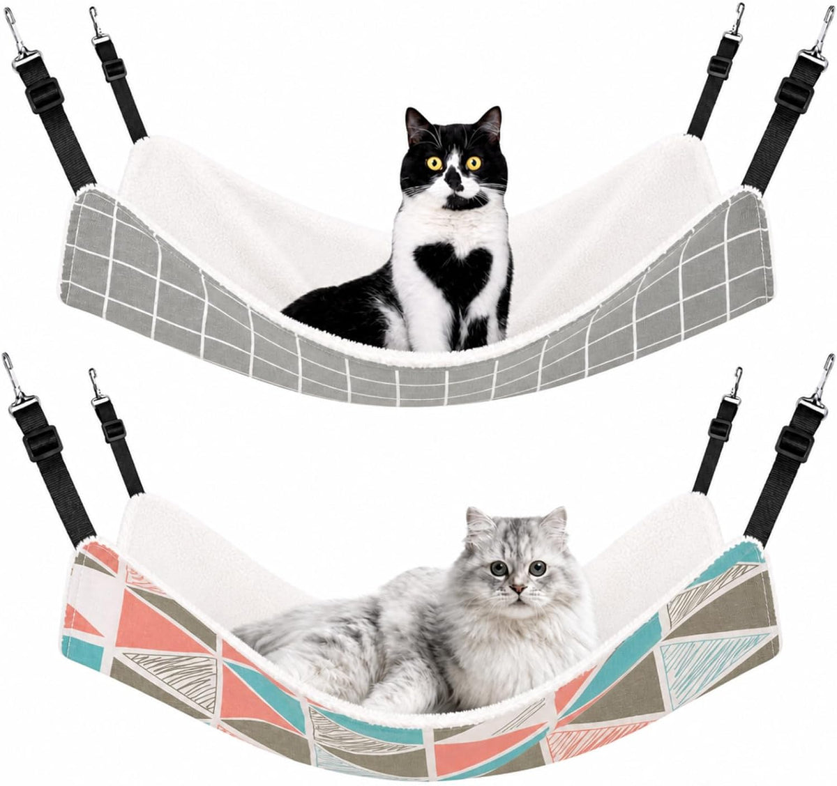Jetec 2 Pack Cat Hammock for Cage, Cat and Plaid, S