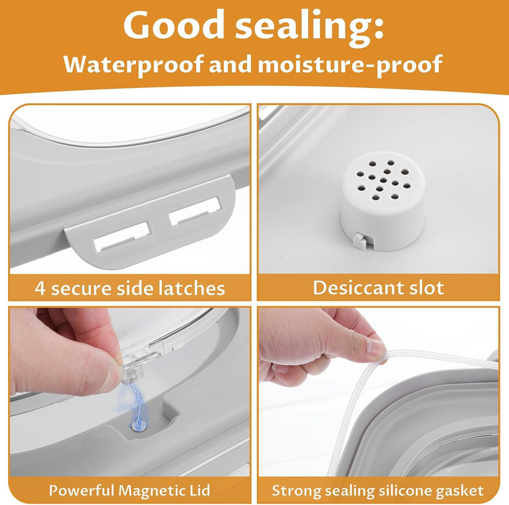 Cat Litter Storage Bin Container with Airtight Lids, Portable Cat Litter Storage Container with Wheels, Kitchen Cereal Rice Leakproof Sealable