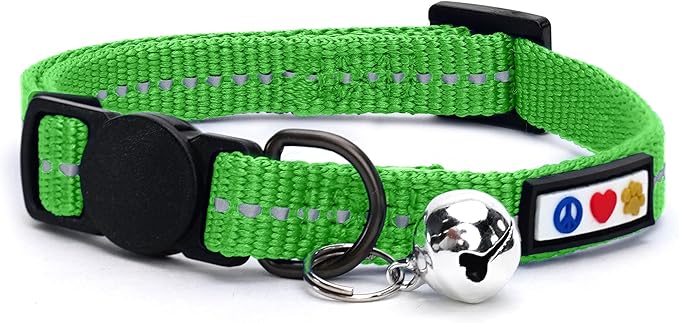 Pawtitas Recycled Green Reflective Cat Collar – Eco-Friendly Breakaway Safety by Pawtitas