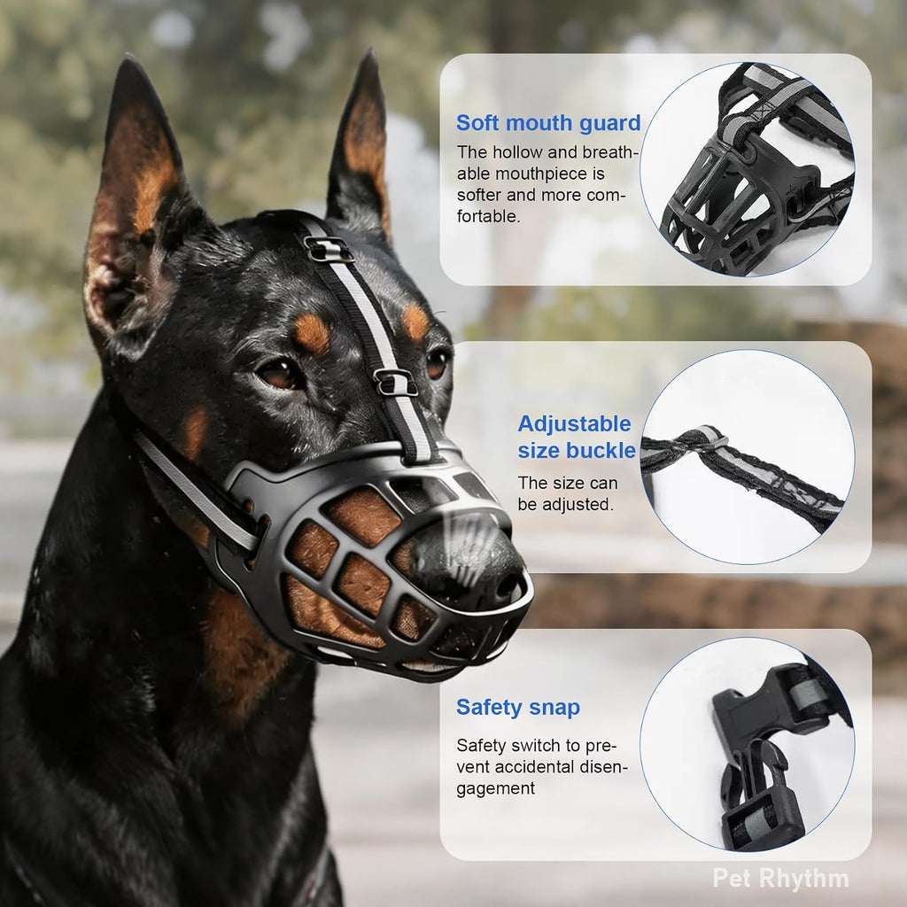 Dog Muzzle for Medium Large Dogs, Soft Basket Muzzle for Dogs, Adjustable