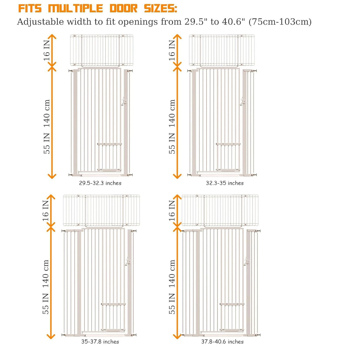 71" Extra Tall Cat Gate 29.5-40.6 Wide Pet gate with Small Cat Door,Pet Gate NO Drilling Pressure Mount Kit for Cats and Dogs Indoor Doorways liveing Room Bedroom