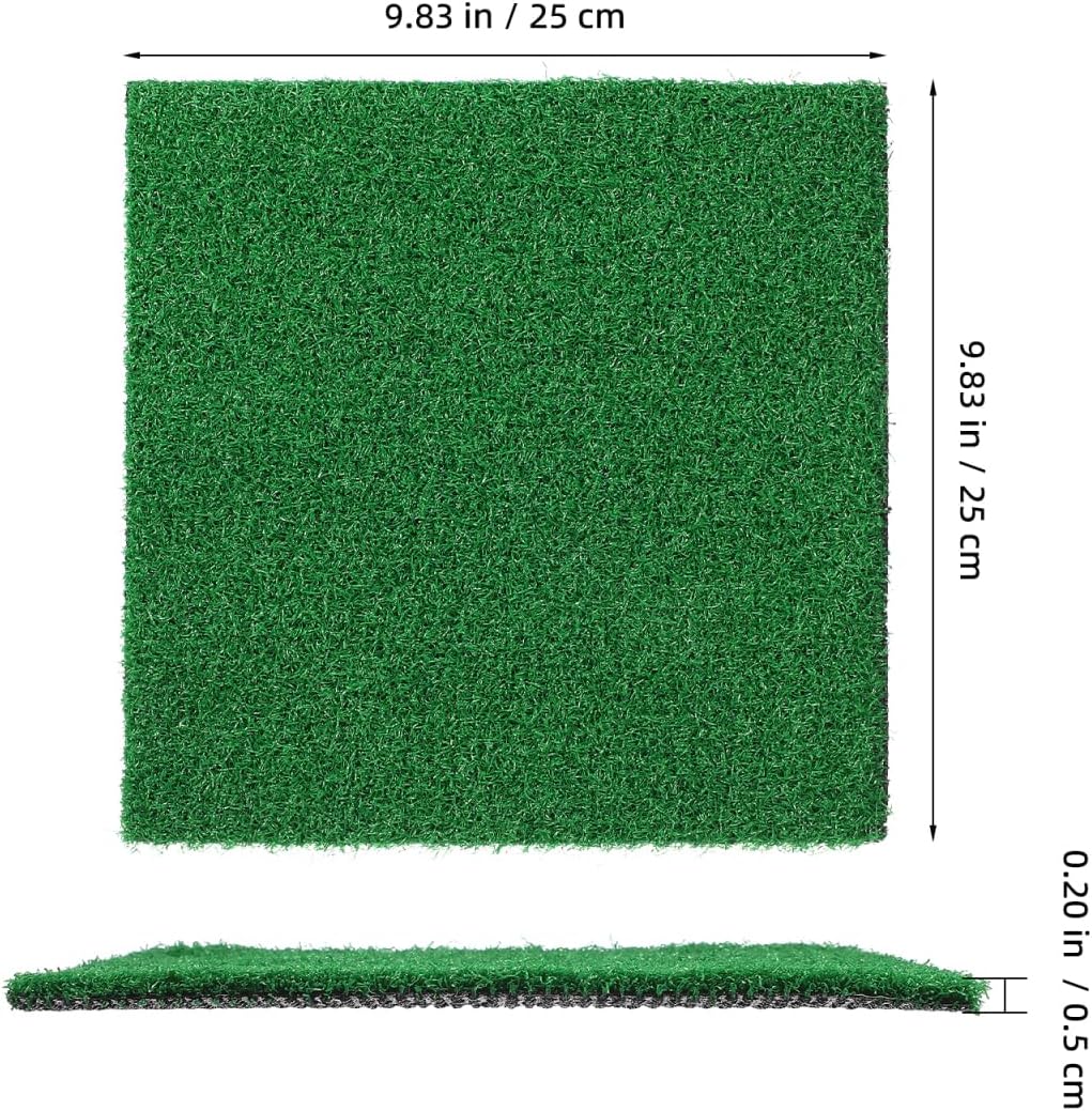 Veemoon Square Artificial Grass Carpet, Realistic Synthetic Reptile Turf Pet Cage Simulation Grass Mat/Substrate Lizard Tank Accessories Turtle Ramp Turf for Basking Platform Habitat, 9. 8×9. 8inch