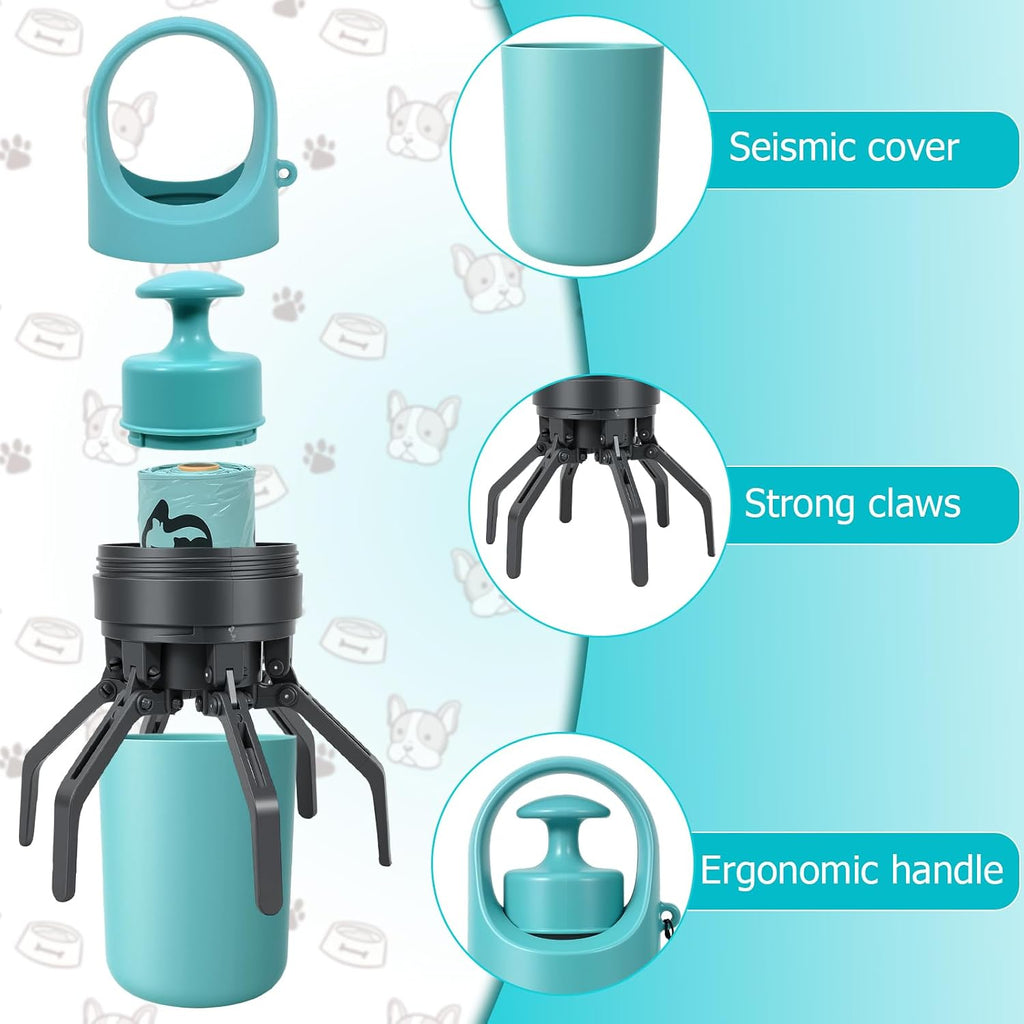 STHF Easy one-Hand Dog Waste Pickup. Portable Claw Tool Includes Bag Dispenser, 2 Rolls, Odor-Resistant. for All Surfaces & Dogs.