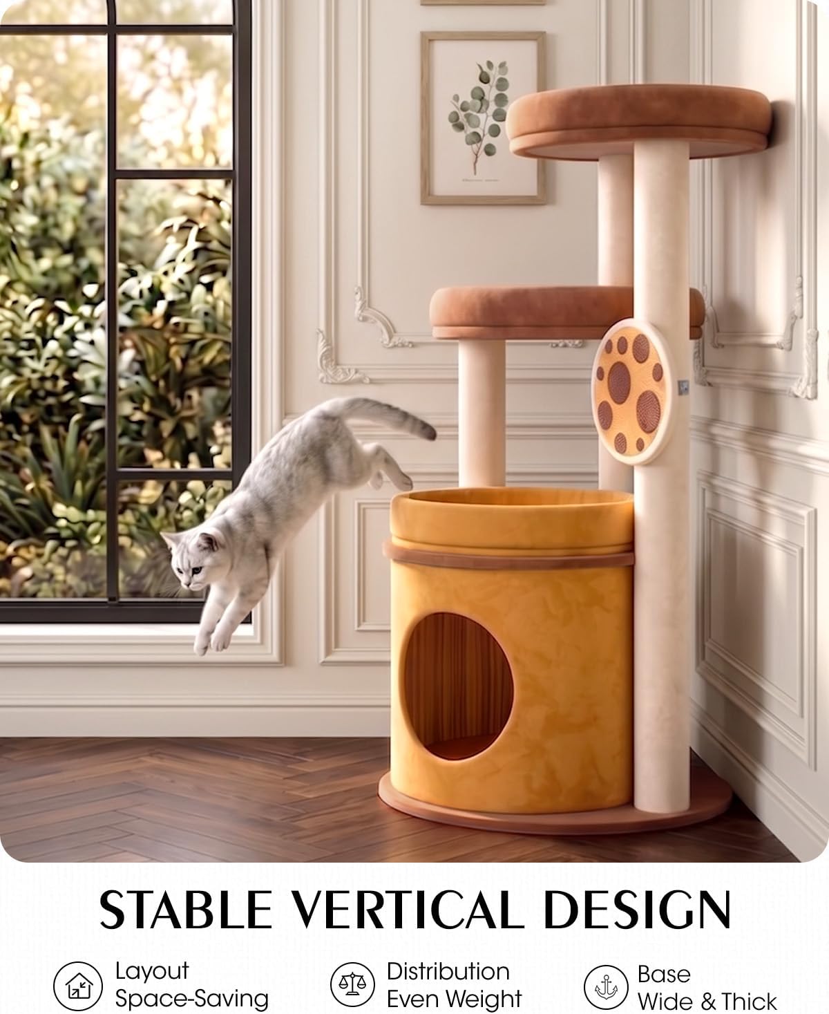 46 inch Cat Tree Tower for Indoor Cats Large Adult, Cozy Cat Condo