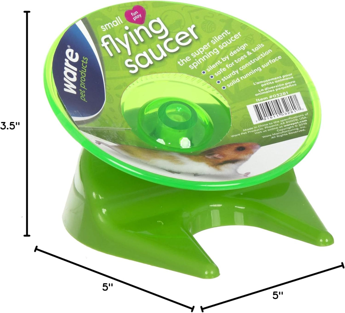 Ware Manufacturing Flying Saucer Exercise Wheel for Small Pets, 5-Inch - Colors may vary