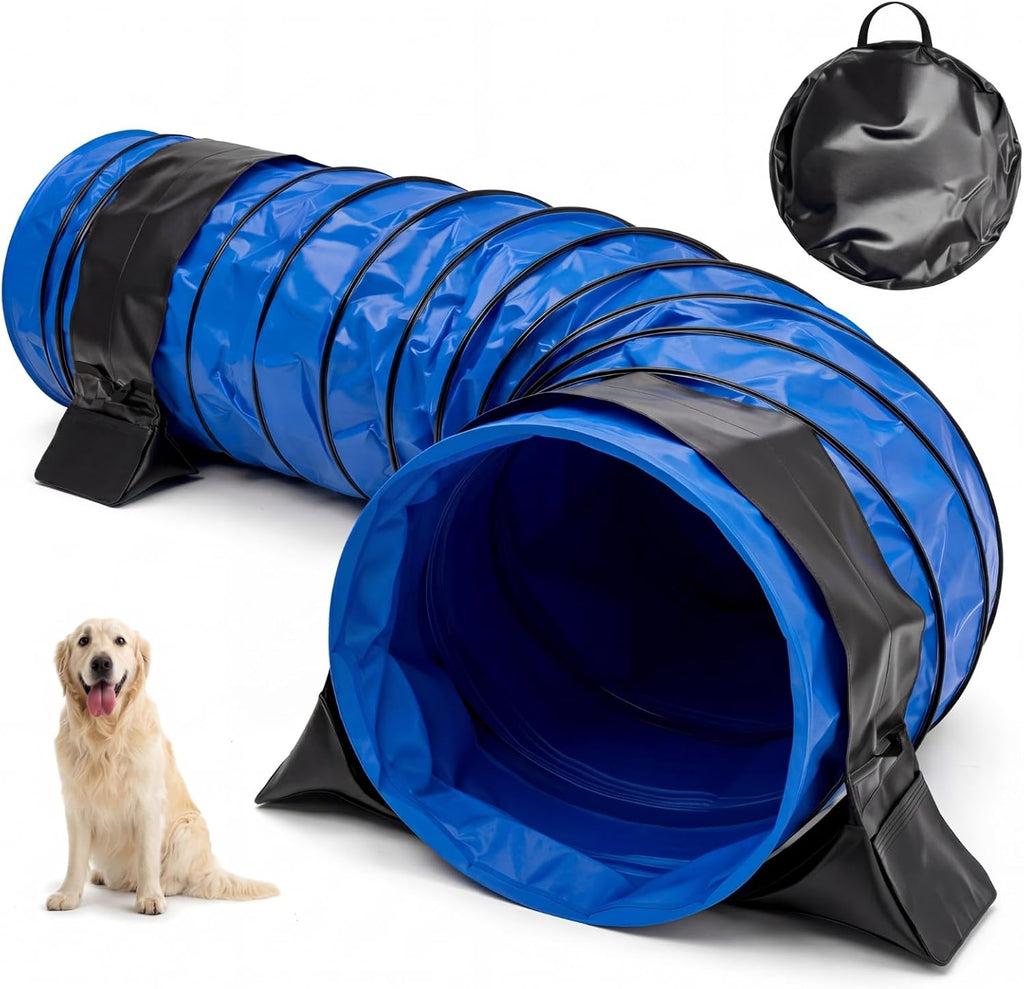 Briwooody 28in X 10ft Dog Agility Tunnel PVC for Large Dogs, Blue