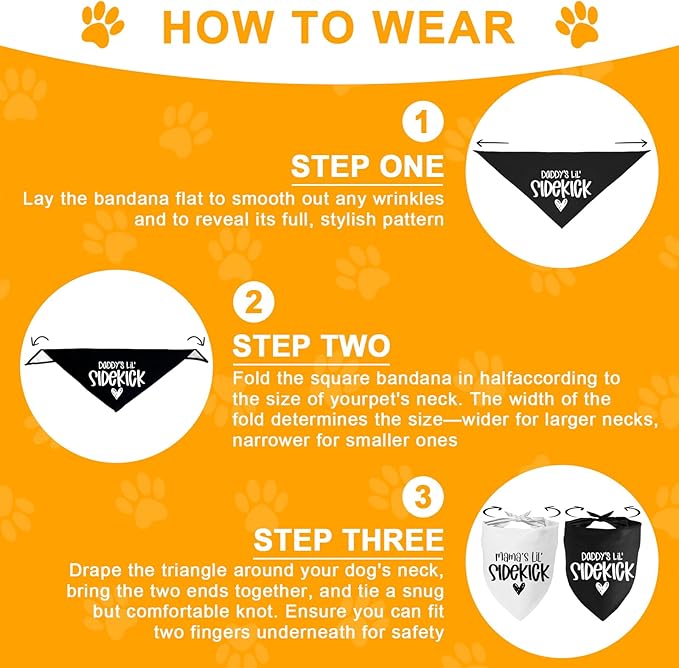 2 Pack Dog Bandana Pregnancy Announcement, Daddy's and Mama's Lil Sidekick - Image 4