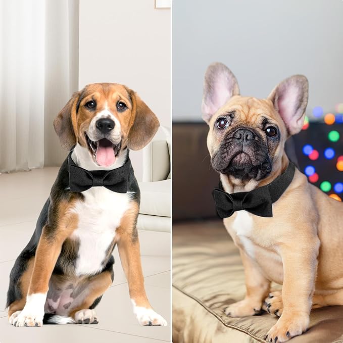 Segarty Bow Ties for Dogs Neck Girth 10.2-14.2in, Adjustable Black Bowtie - Image 4