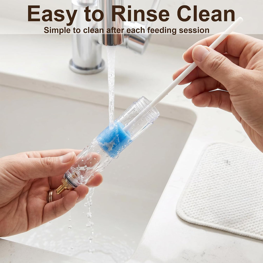 Baby Bird Feeding Syringe with Temperature Strip, Cleaning Brush