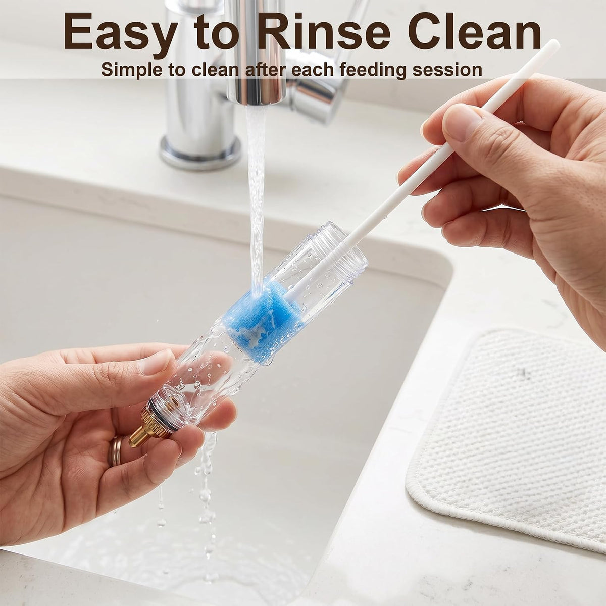 Baby Bird Feeding Syringe with Temperature Strip, Cleaning Brush