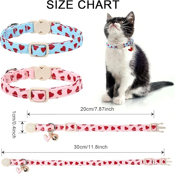 Cat Collar, Sweet Heart Kitten Collars Pink Hearts - Image 4