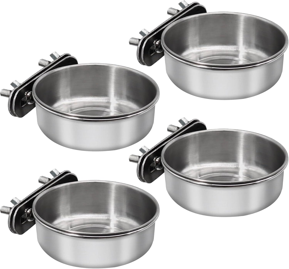 Stainless Steel Bird Feeding Dish Cups, 4 Pack, Medium