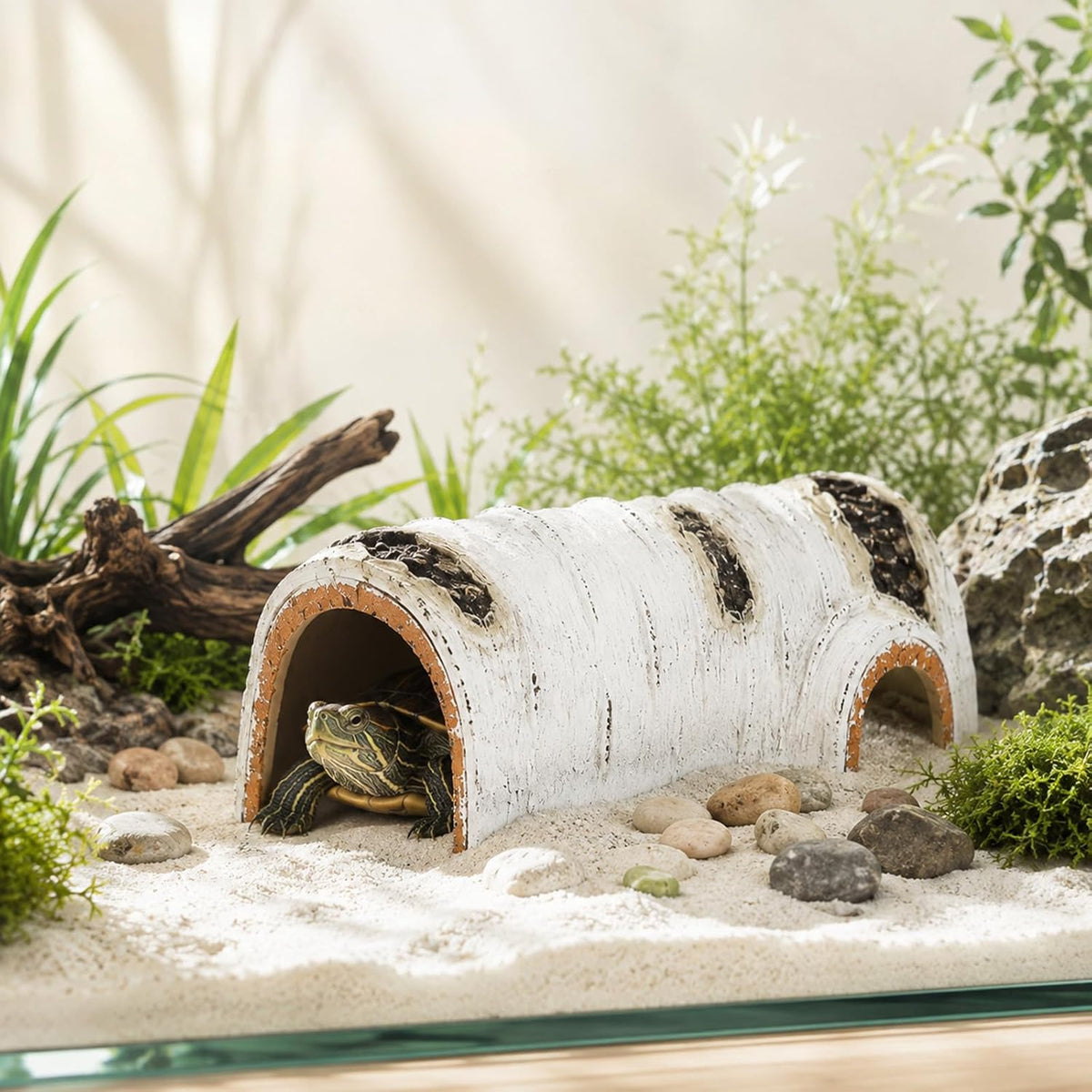 M METERXITY 2-Pack Reptile Hide Basking Platform, Medium Birch Tree Hollow