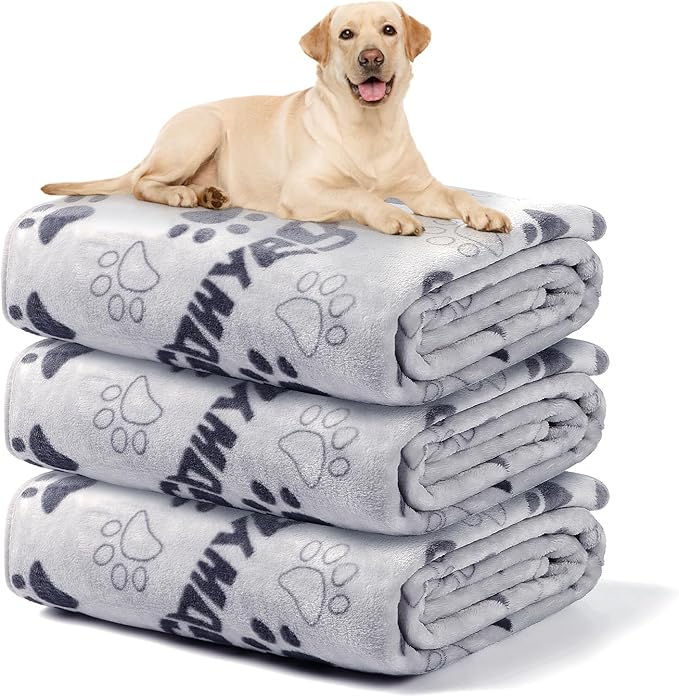 Soft Dog Blankets for Large Dogs & Cat Flannel Blanket Washable, 1 Pack 3 by Gowyeg