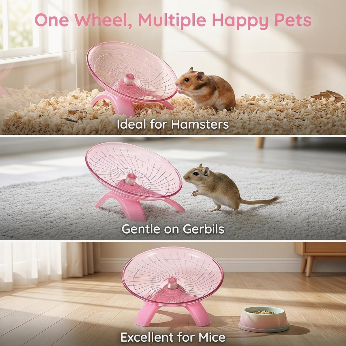 NOLITOY Non Run Disc Exercise Wheel for Hamsters Hedgehogs Small Pets 7.08 Inch Pet Exercise Toy for Healthy Activity and Nail Training