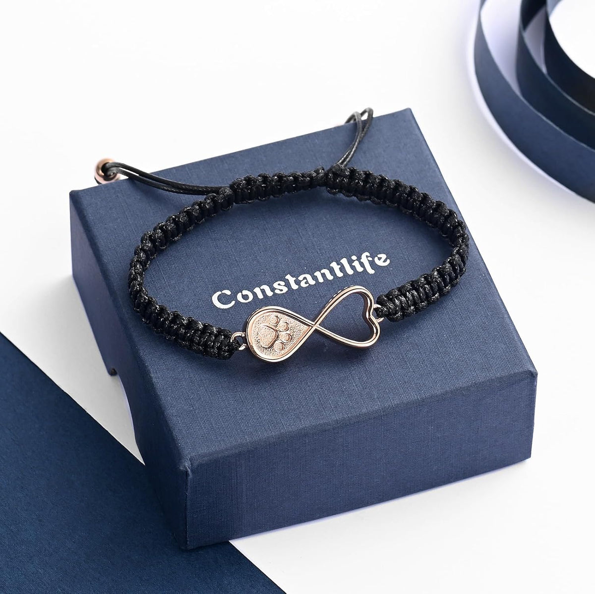 constantlife Infinity Heart Urn Bracelet for Ashes Pets Dog Cat Paw Print Cremation Jewelry Keepsake Braided Rope Adjustable Bangle Memorial Gift for Women Men