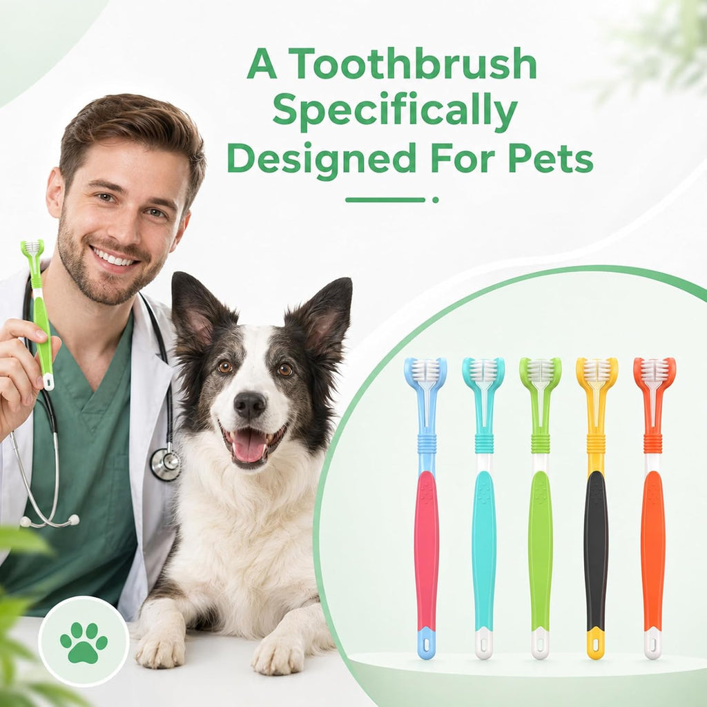 30 Pack 3 Sided Toothbrush for Dogs, 7 Inch Cleaning Brush, Pet Dental Care