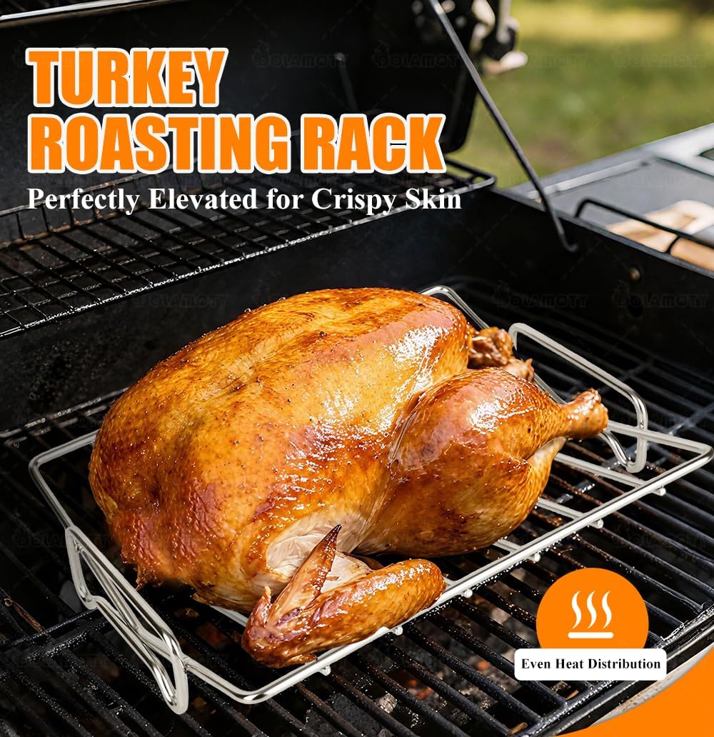 Stainless Steel Turkey Roaster Roasting V Rack with Pan