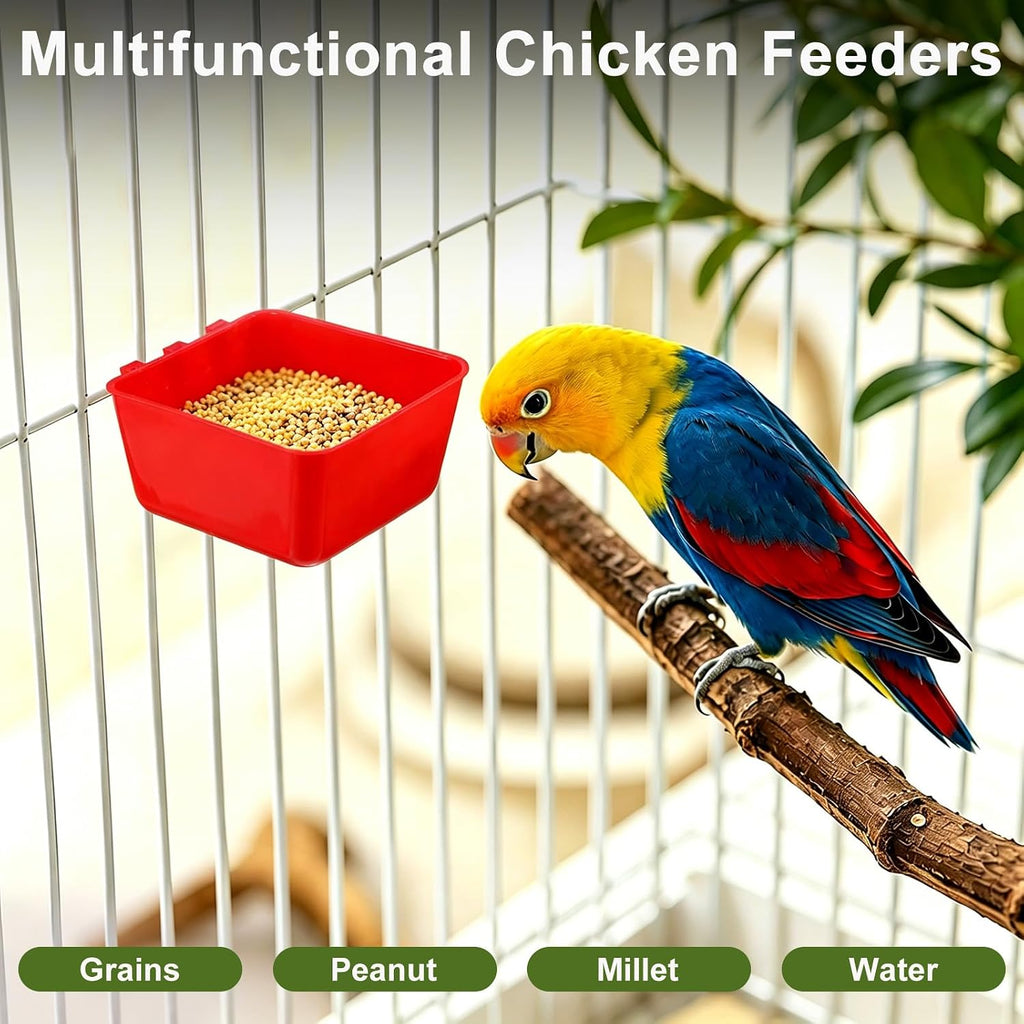 M METERXITY 5-Pack Bird Cage Cups 15 oz Plastic Chicken, Red