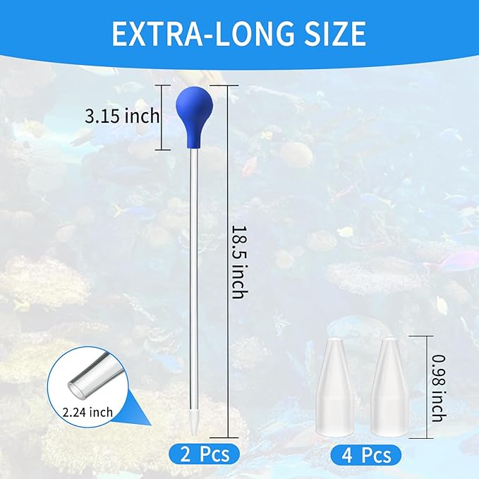 2 Pcs 18.5 in Long Pipette for Fish Tank Coral Food Feeder Long Syringe - Image 2