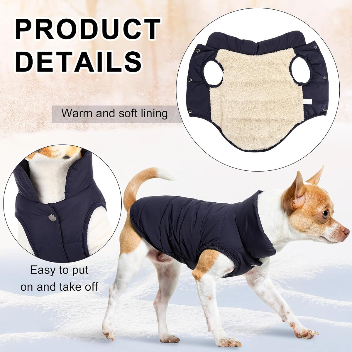 Syhood 2 Pcs Dog Jacket Fleece Lined Windproof Winter Coat, Navy,Green, L
