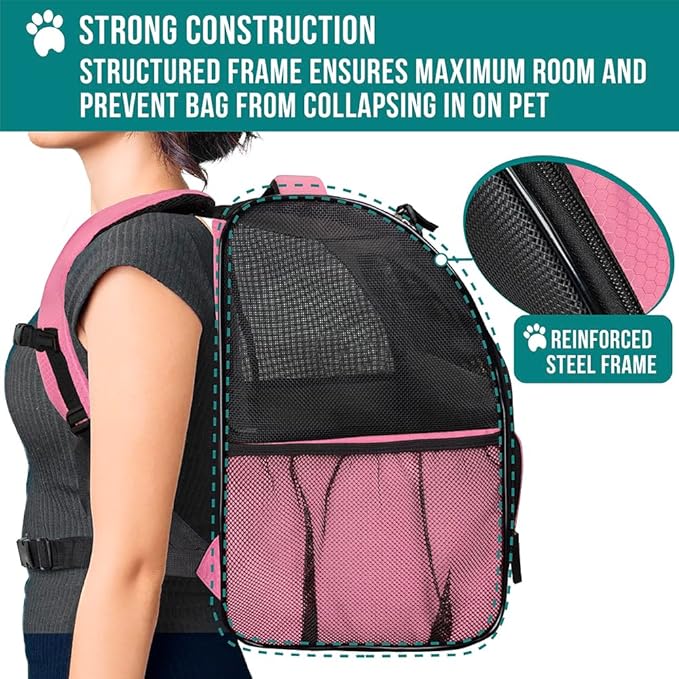 PetAmi Dog Backpack Carrier for Small Large Cat, Ventilated Pet Hiking Backpack - Image 6