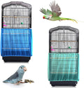 Daoeny 2Pcs Universal Bird Cage Cover, Adjustable Seed Feather Catcher, Soft Airy Nylon Mesh Parrot Net, Birdcage Cover Skirt Sheer Guard for Round Square Cages (Green+ Blue)