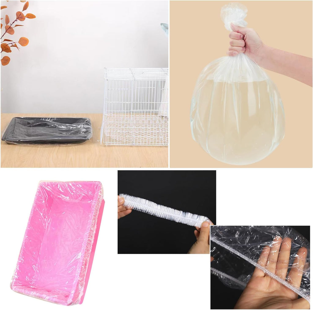 50 Pack Disposable Rabbit Litter Box Liners Disposable Rabbit Cage Cover Liner Waterproof Plastic Wrap for Guinea Pig Training Potty Tray Bunny Litter Pan Trainer Corner Pellet Bedding Toilet