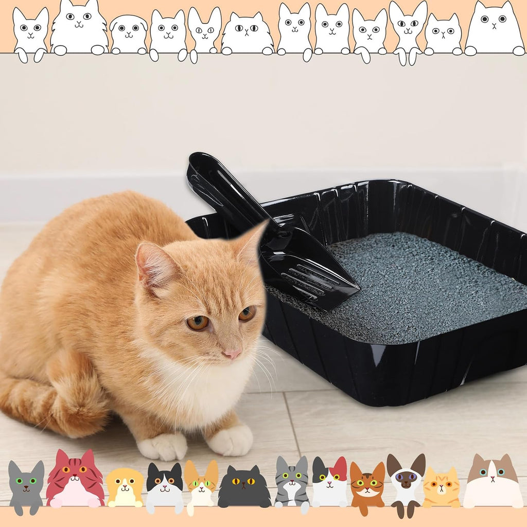 Bokon Pcs 50 Disposable Litter Boxes for Cats with Scoop, Black
