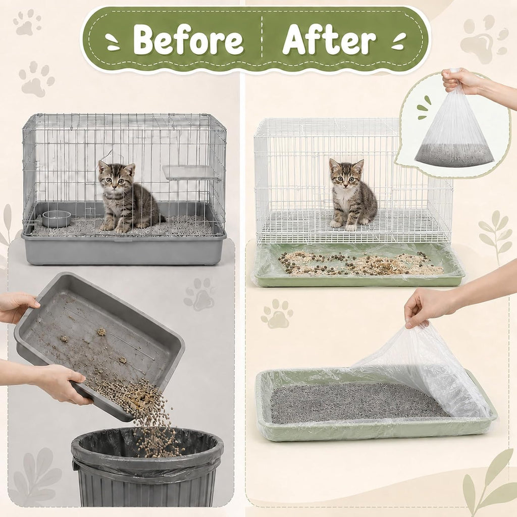 120 Pcs Disposable Plastic Cage Liners 27x19 in Clear Bunny Litter Box Liner